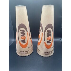 Rare Vintage 1960s  A&W Root Beer Quart Waxed Cone Cartons Set Of 2